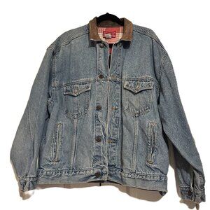 MARLBORO DENIM JACKET LEATHER COLLAR SIZE L